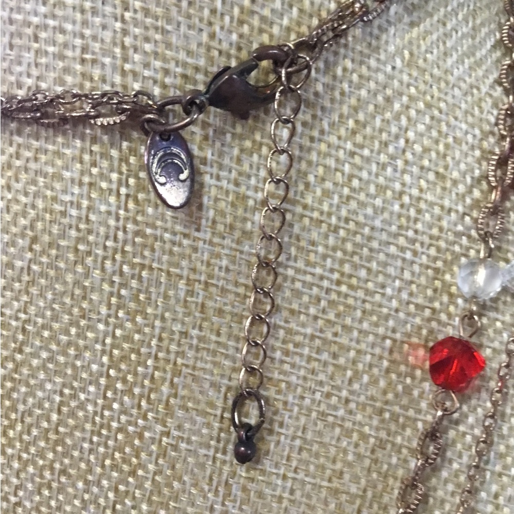 S44 Chicos Red and Rhinestone glass necklace